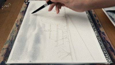 Brugge Canal Painting Step 1