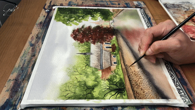 Brugge Canal Painting Step 8