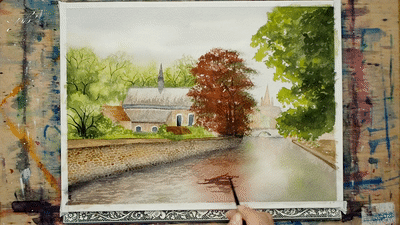Brugge Canal Painting Step 9