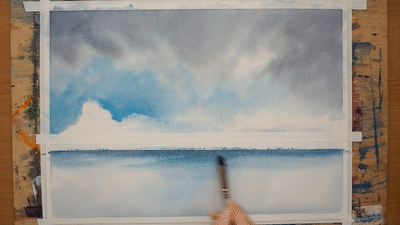 Moody Seascape painting Step3