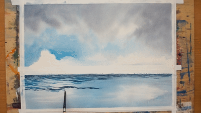 Moody Seascape painting Step5