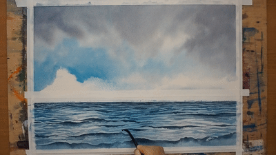 Moody Seascape painting Step5B
