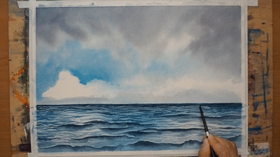 Moody Seascape painting Step6