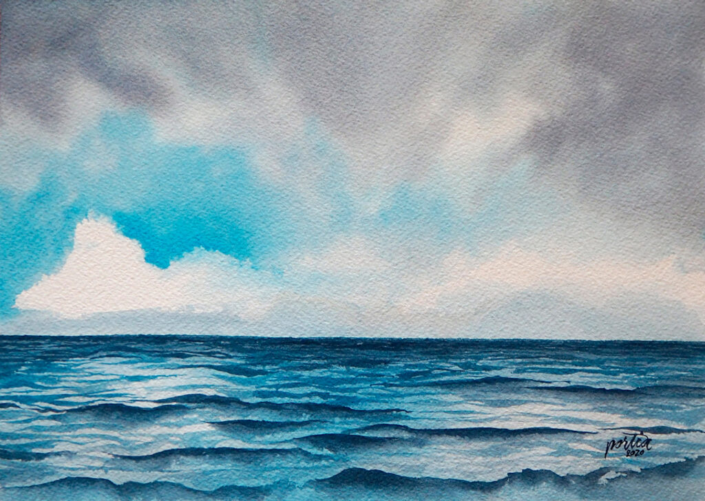 Moody Seascape Painting by Portia Baruc