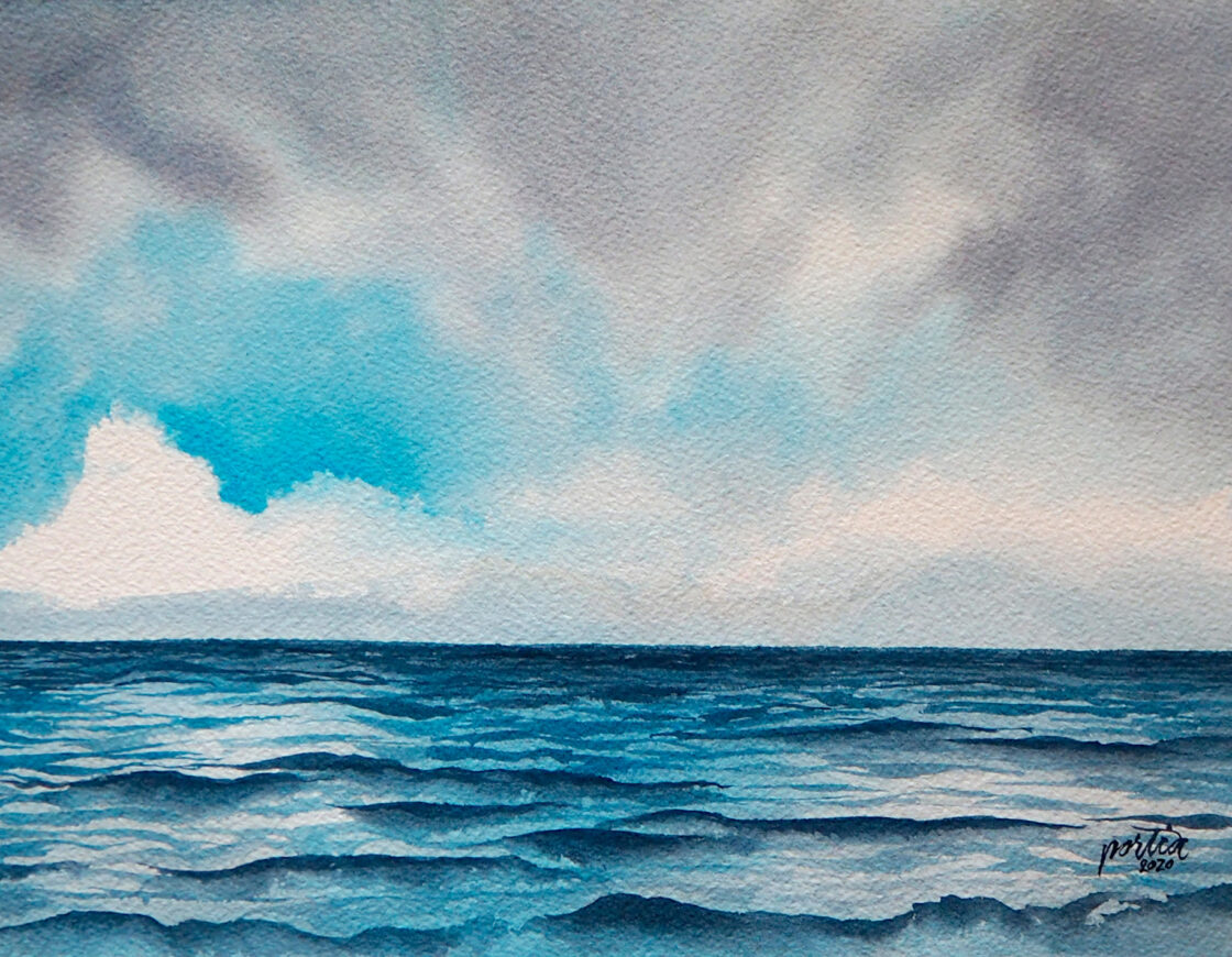 Moody Seascape Painting by Portia Baruc