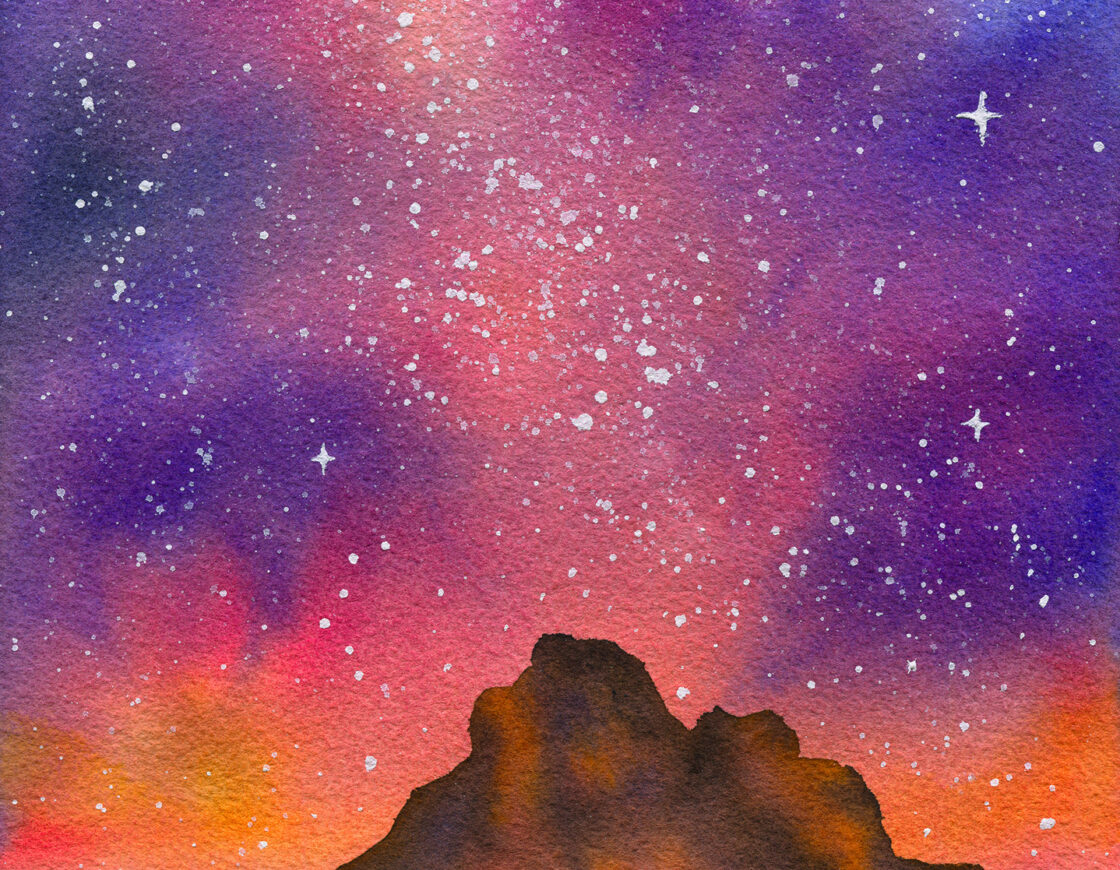 Galaxy Mountain Painting by Portia Baruc