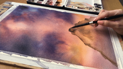 Mountain and Galaxy Painting Step 4