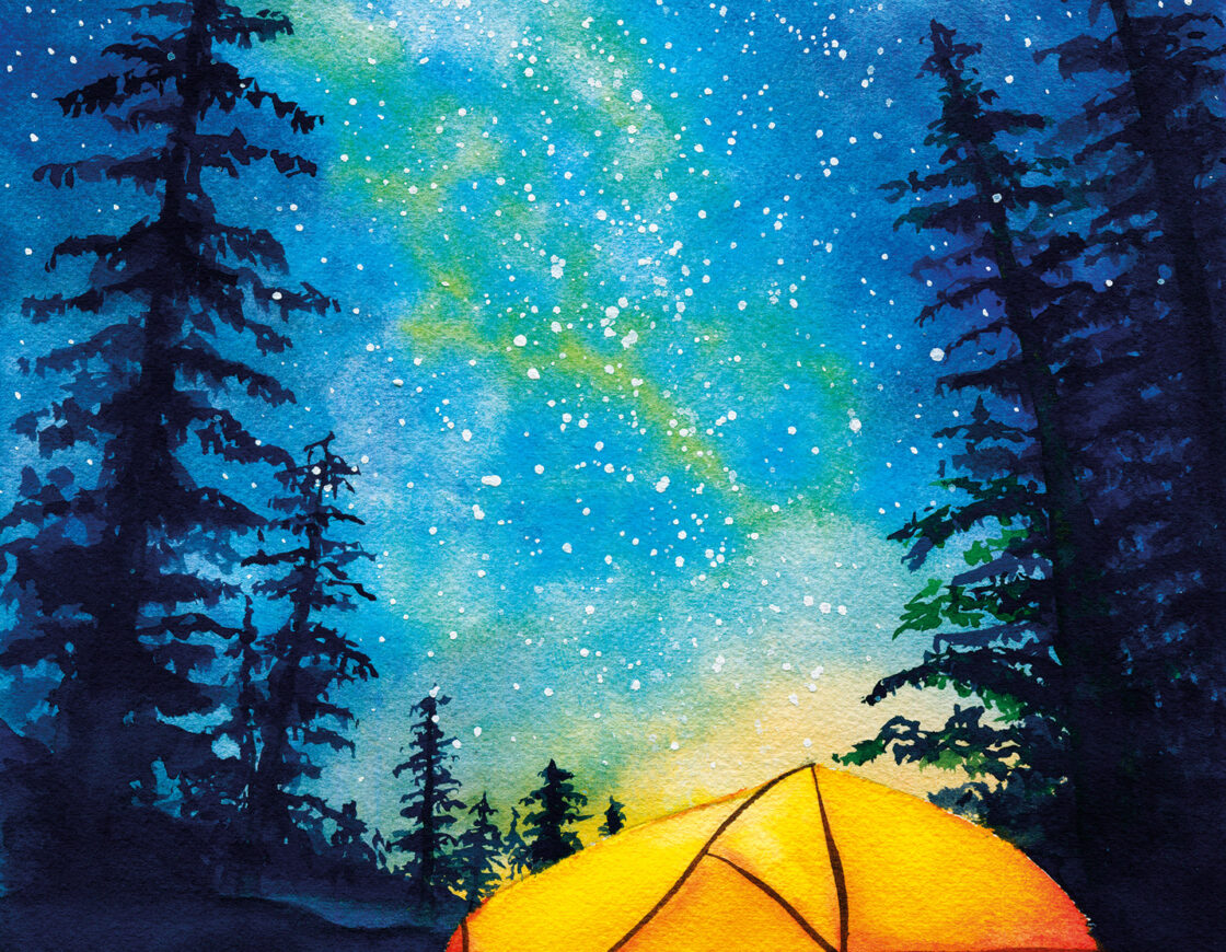 Camping Night painting by Portia Baruc
